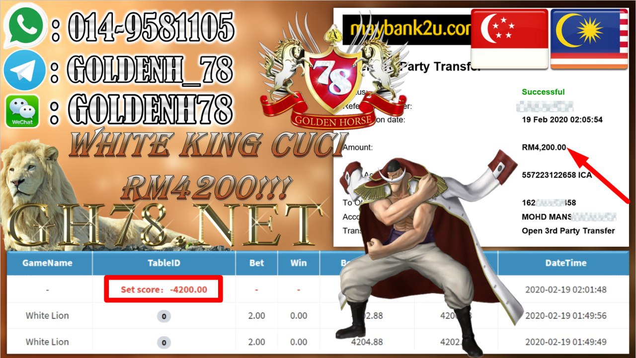 2020 NEW YEAR !!! MEMBER MAIN PUSSY888 ,WHITE KING, WITDRAW RM4200!!! 