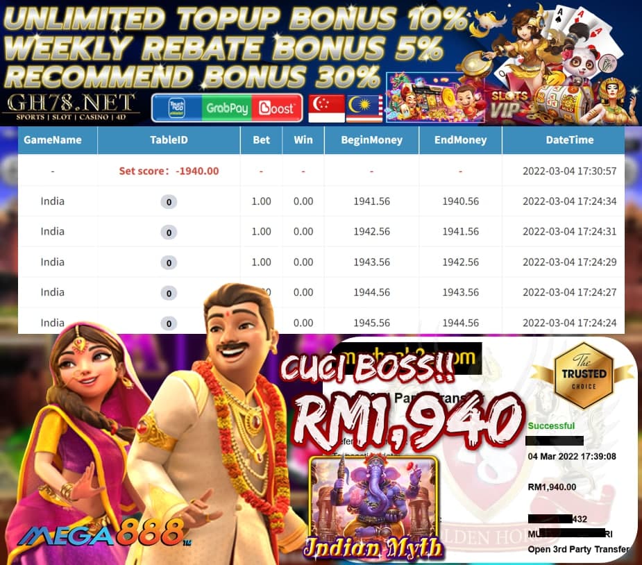 MEGA888 '' INDIA MYTH '' CUCI RM 1,940 ♥