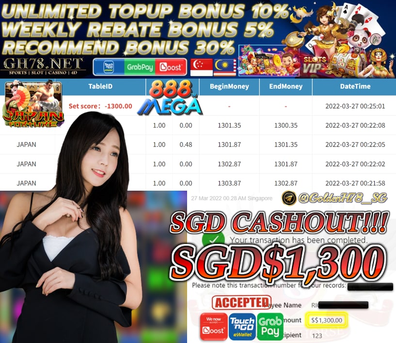 MEGA888 '' JAPAN '' CUCI SGD 1300 ♥