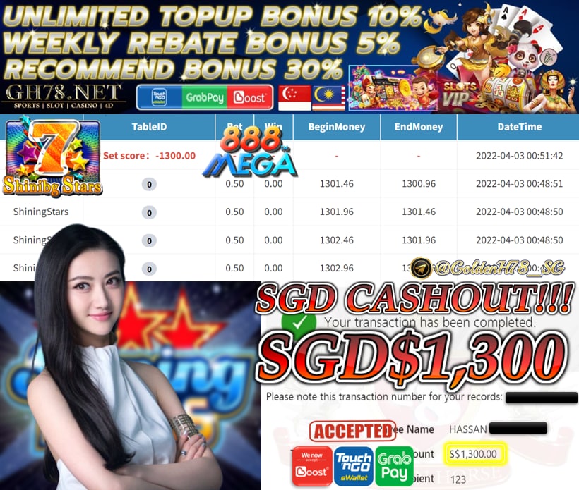 MEGA888 '' SHINING STARS '' CUCI SGD 1,300 ♥