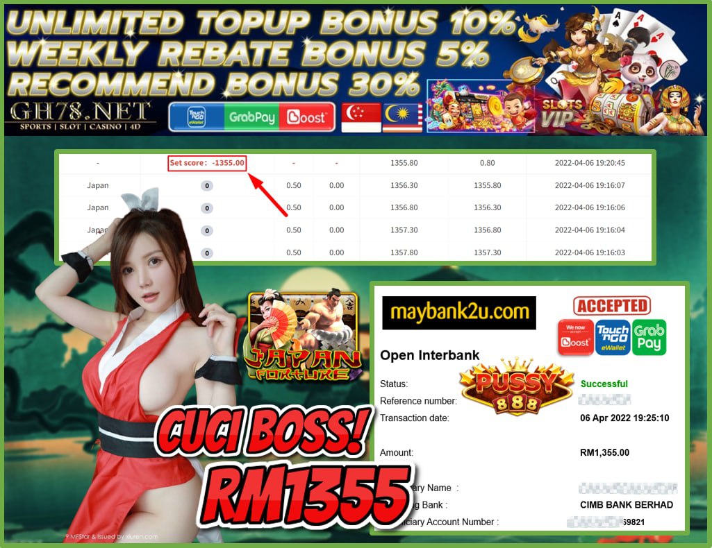 PUSSY888 '' JAPAN FORTUNE '' CUCI RM 1,355 ♥
