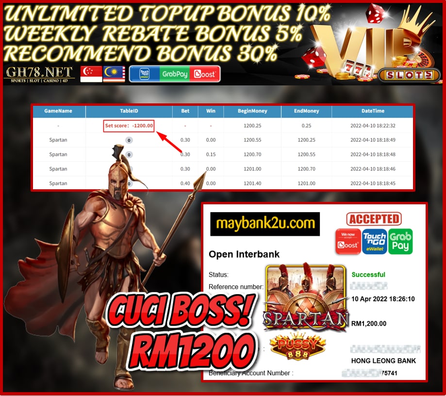 PUSSY888 '' SPARTAN '' CUCI RM 1,200 ♥