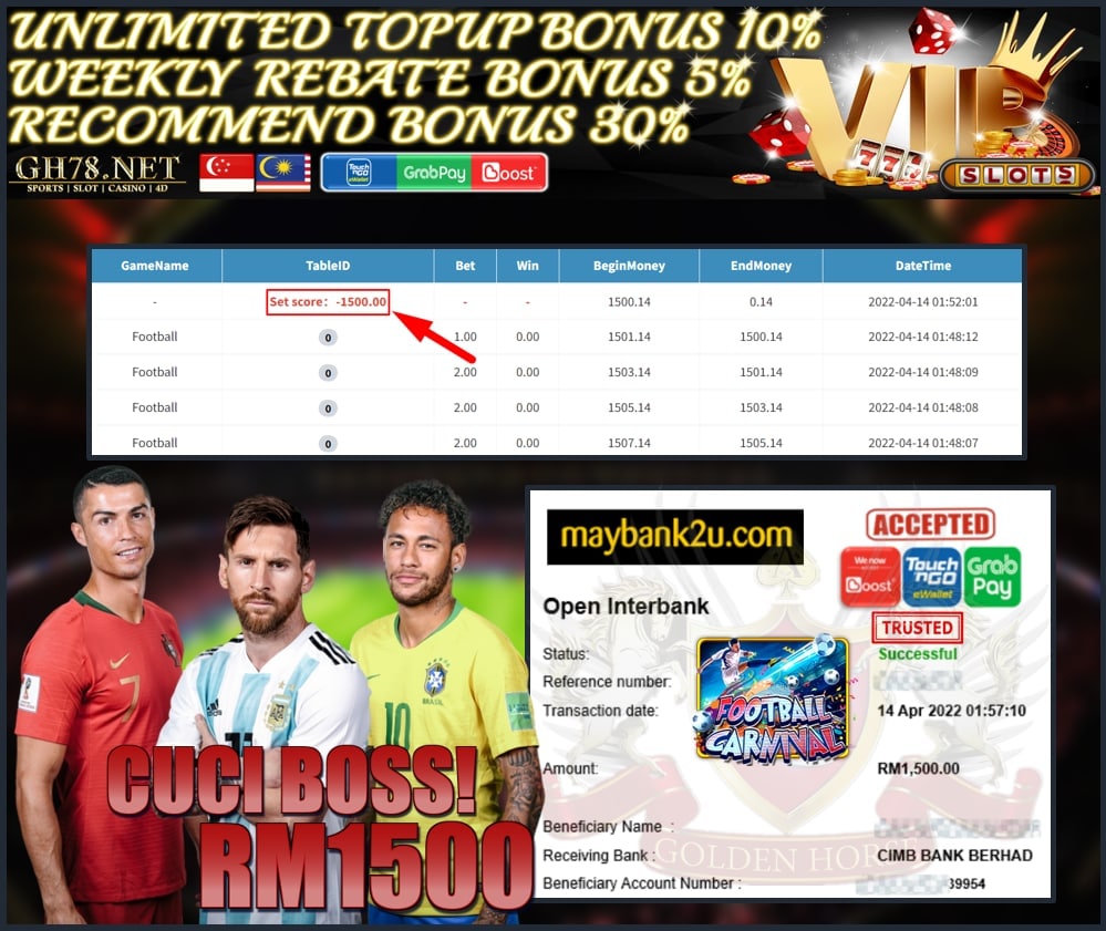 PUSSY888 '' FOOTBALL CARNIVAL '' CUCI RM 1500 ♥