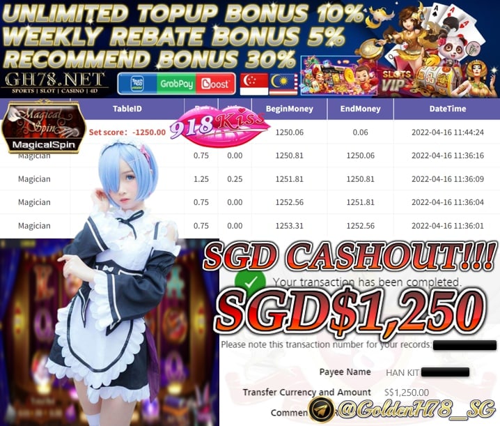 918KISS '' MAGICIAN '' CUCI SGD 1,250 ♥
