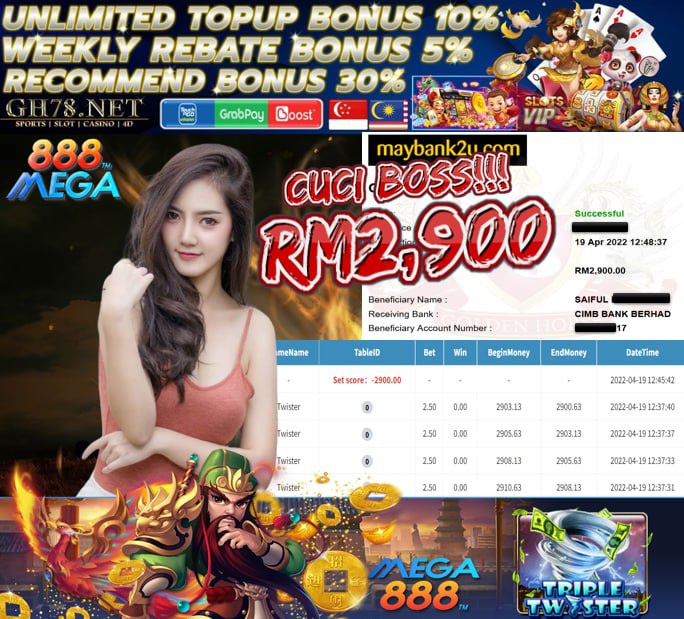 MEGA888 '' TRIPLE TWISTER '' CUCI RM 2,900 ♥