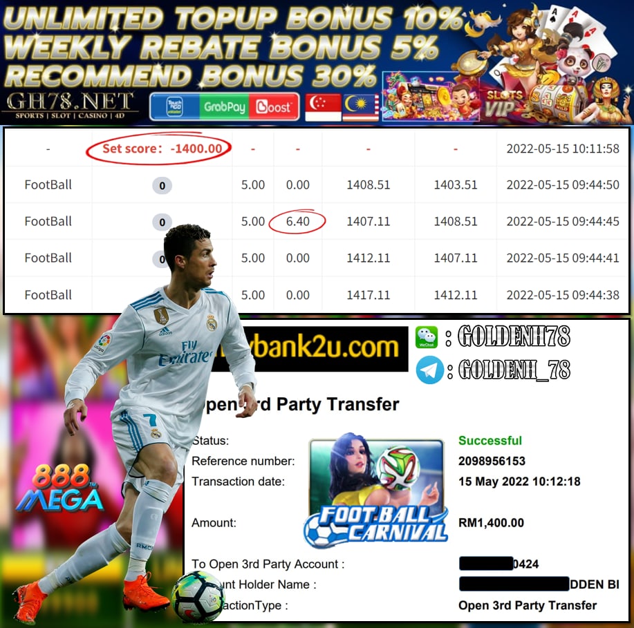 MEGA888 '' FOOTBALL CARNIVAL '' CUCI RM 1,400 ♥