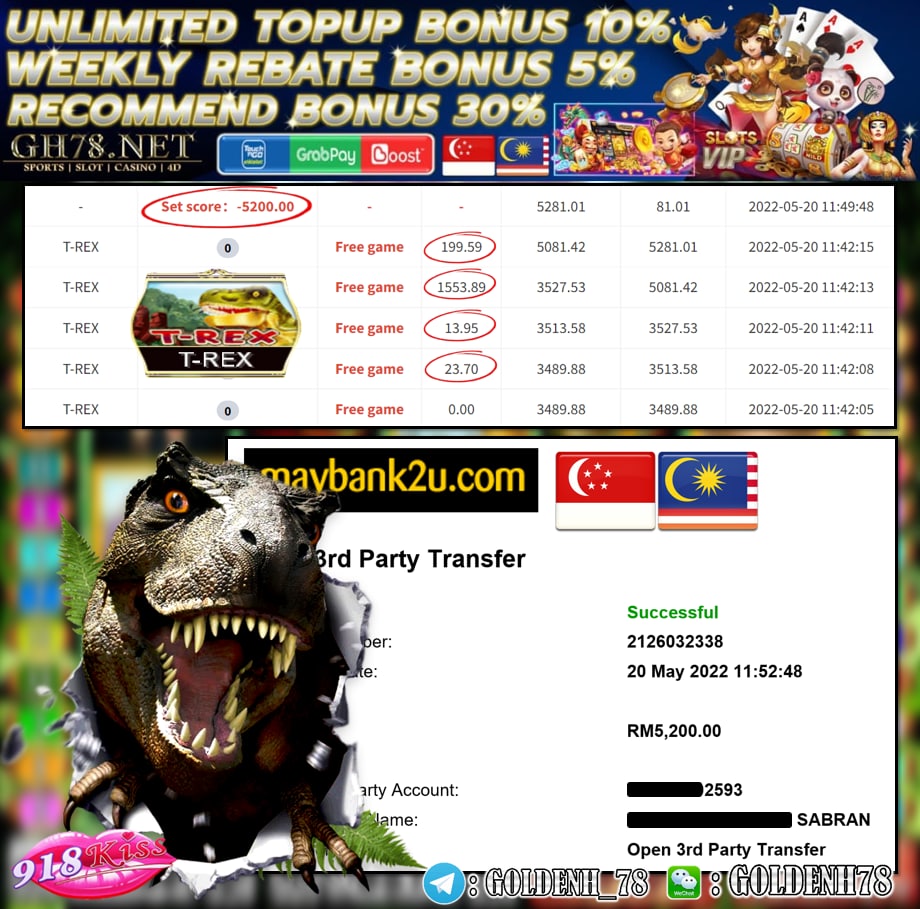 918KISS '' T-REX '' CUCI RM 5,200 ♥