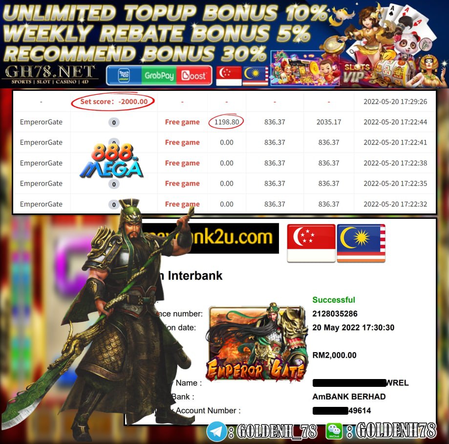 MEGA888 '' EMPEROR GATE '' CUCI RM 2,000 ♥