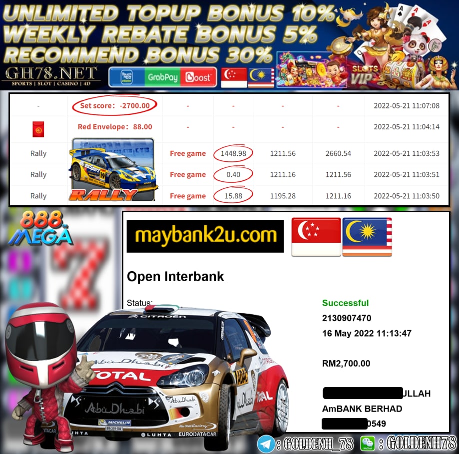 MEGA888 '' RALLY '' CUCI RM 2,700 ♥