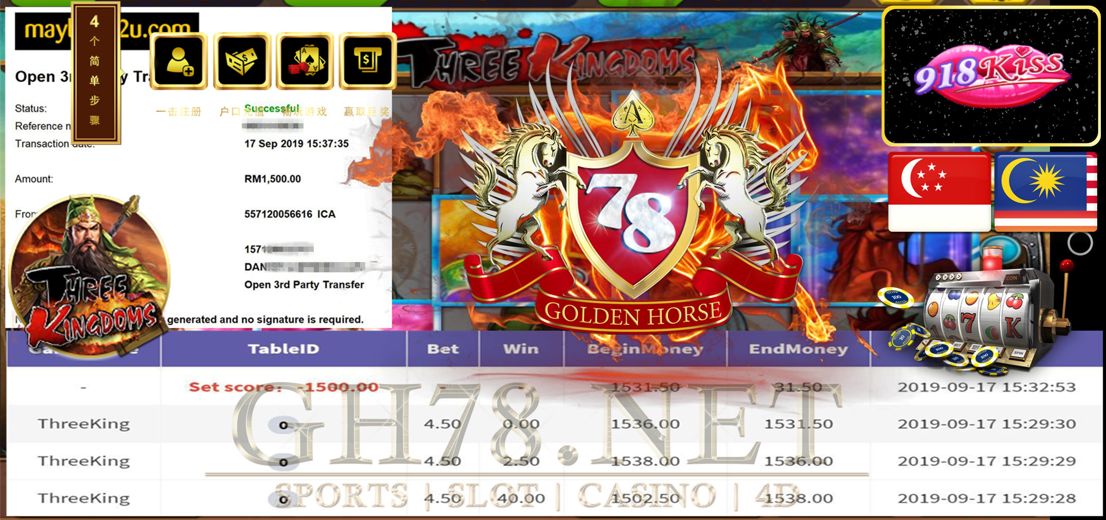 MEMBER MAIN GAME THREEKING MINTA CUCI RM1500 !!!