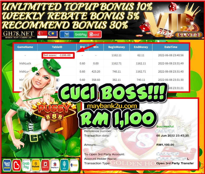 PUSSY888 '' IRISH LUCK '' CUCI RM1,100 ♥