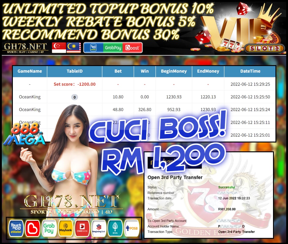 MEGA888 '' OCEAN KING '' CUCI RM1,200 ♥