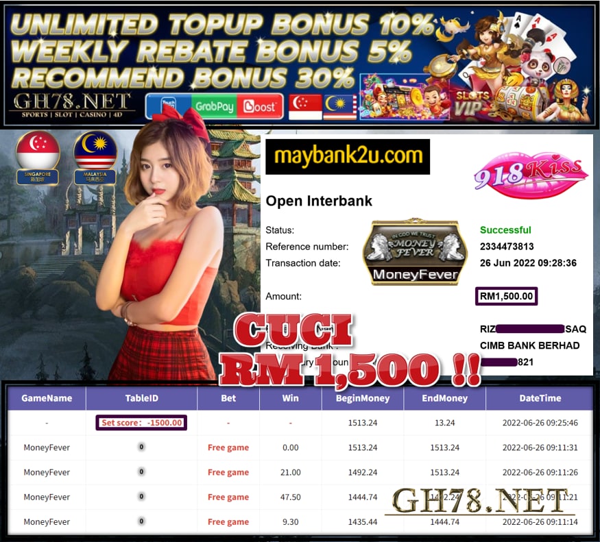 918KISS '' MONEY FEVER '' CUCI RM1,500 ♥