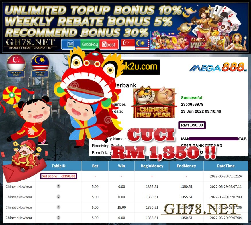 MEGA888 '' CHINESENEWYEAR '' CUCI RM1,350♥