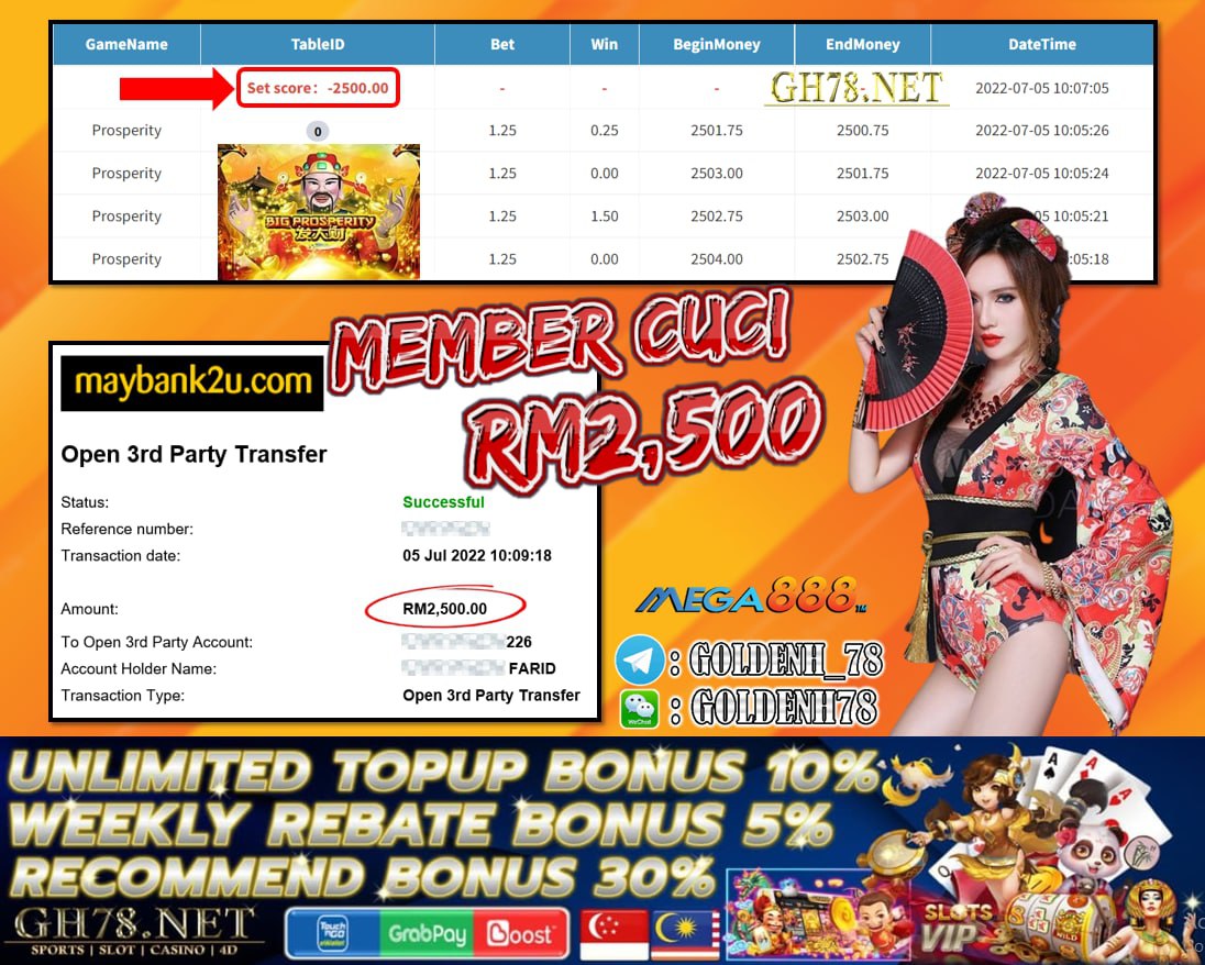 MEGA888 MEMBER MAIN PROSPERITY DAPAT CUCI RM2,500