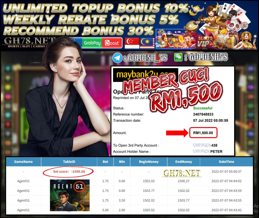 AGENT51 MEGA888 MEMBER CASHOUT RM1,500