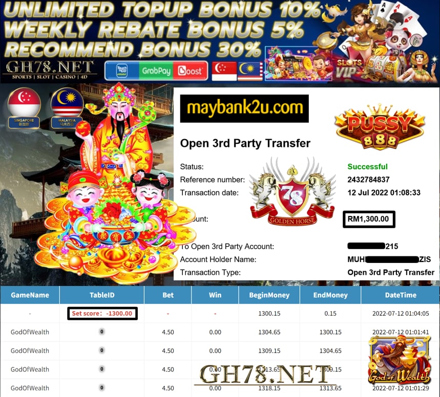 PUSSY888 '' GOD OF WEALTH '' CUCI RM 1,300 ♥