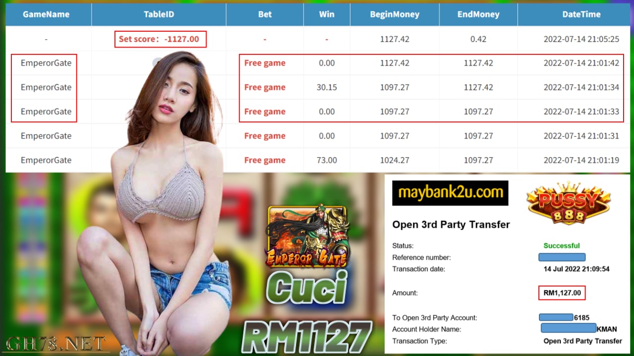 PUSSY888 '' EMPEROR GATE '' CUCI RM1,127 ♥