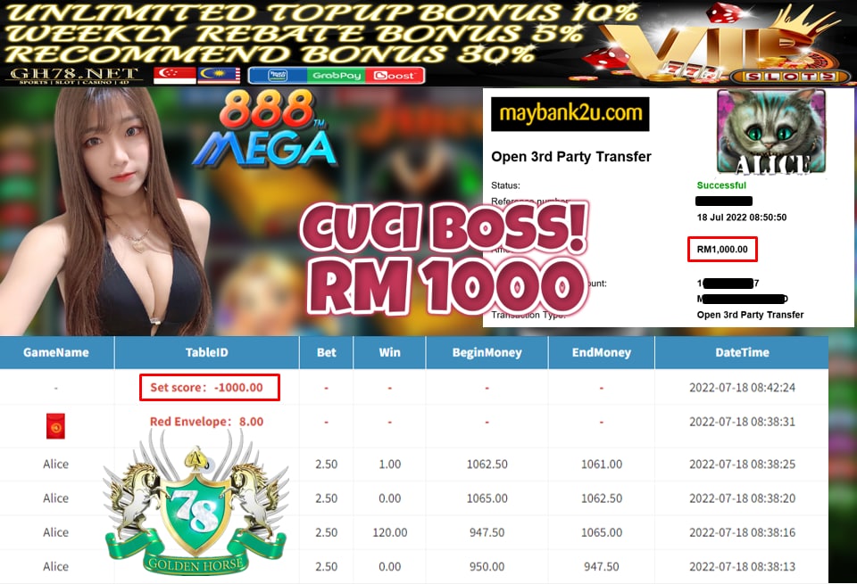 MEGA888 '' ALICE '' CUCI RM 1,000 ♥