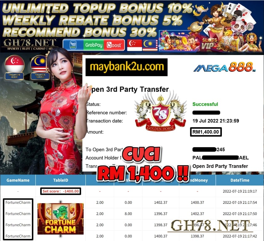 MEGA88 '' FORTUNE CHARM '' CUCI RM 1,400 ♥