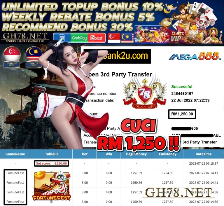 MEGA888 '' FORTUNE FEST '' CUCI RM 1,250 ♥