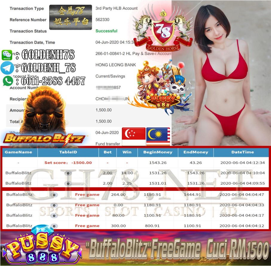 PUSSY888 BUFFALOBILTZ FREE GAME CUCI RM1500!!!!