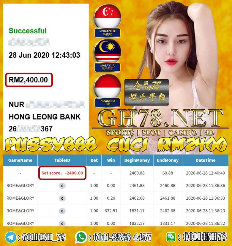 CUSTOMER MAIN PUSSY888 DAPAT CUCI RM2400 !! 