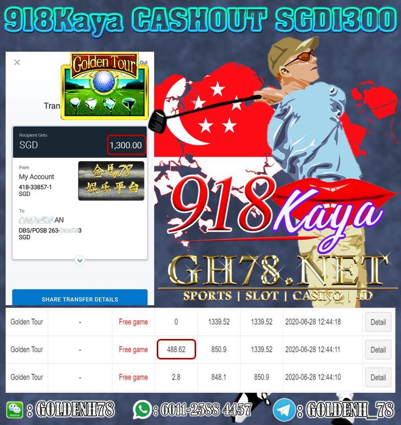 SG MEMBER WITHDRAW SGD1300 IN 918KAYA