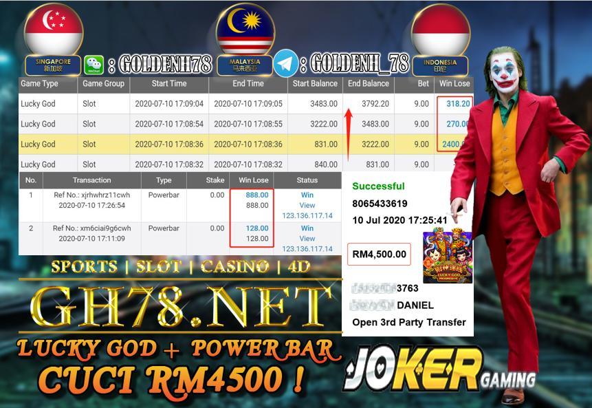 SERVER JOKER , LUCK GOD BIG WIN + POWER BAR , CUCI RM4500