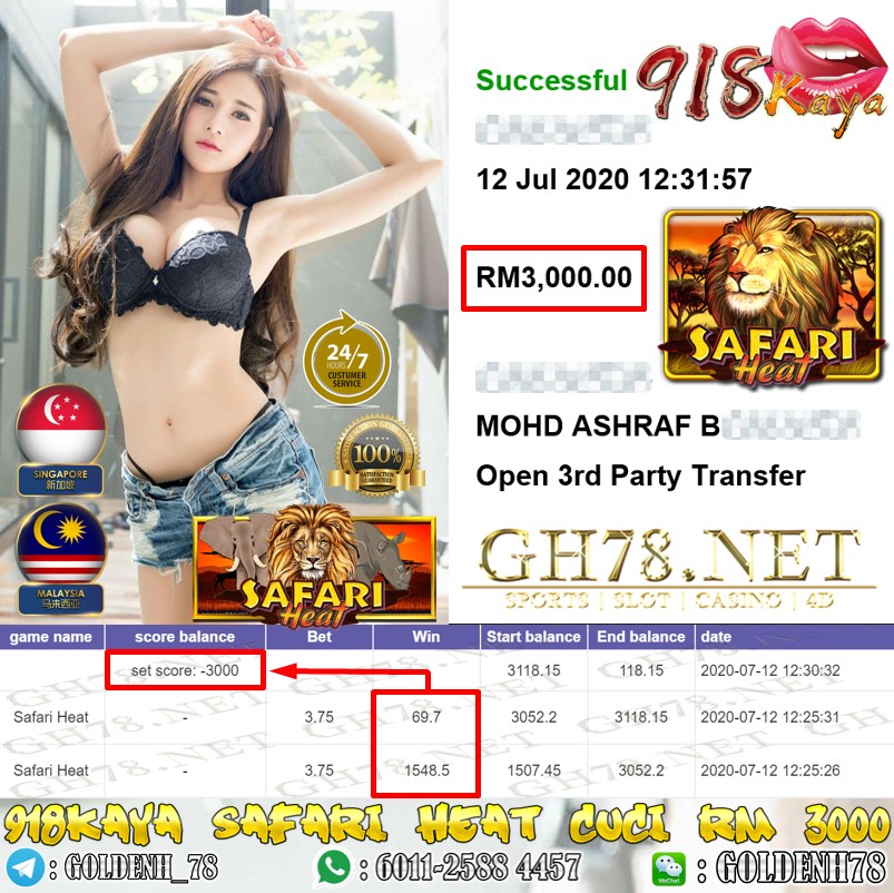 918KAYA MEMBER MAIN GAME SAFARI HEAT MINTA CUCI RM3000