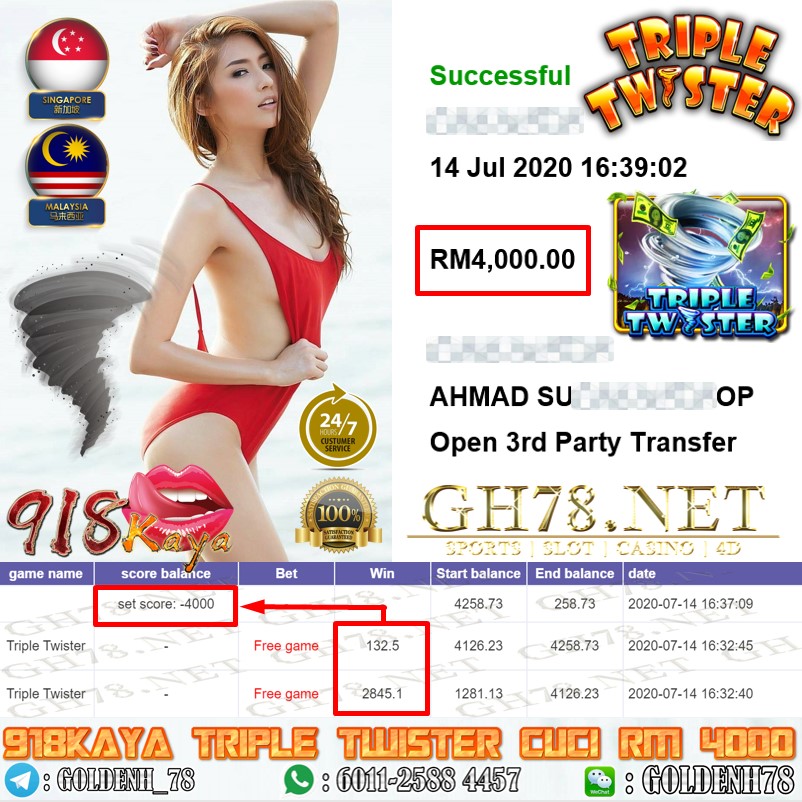 918KAYA MEMBER MAIN TRIPLE TWISTER CUCI RM4000