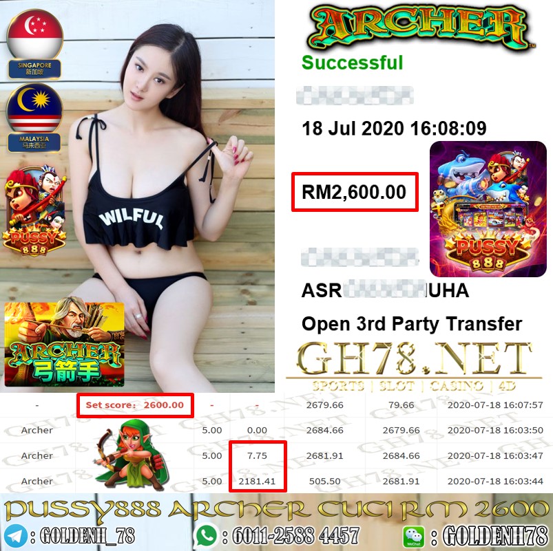 PUSSY888 MEMBER MAIN ARCHER CUCI RM2600