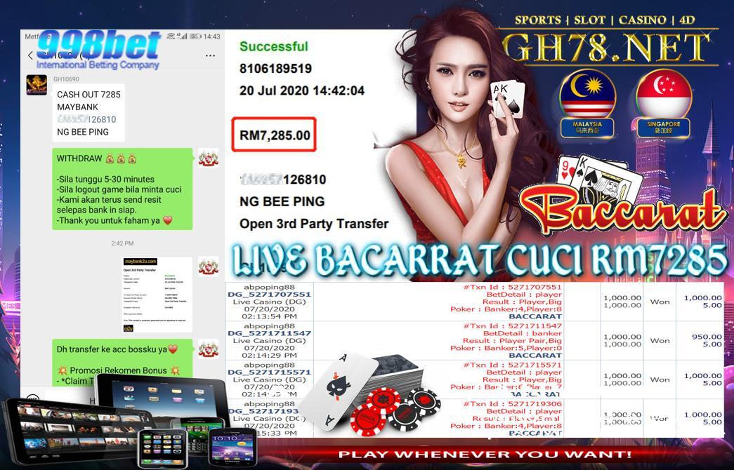 998BET , LIVE BACCARAT CASINO , MEMBER DAPAT CUCI RM7285