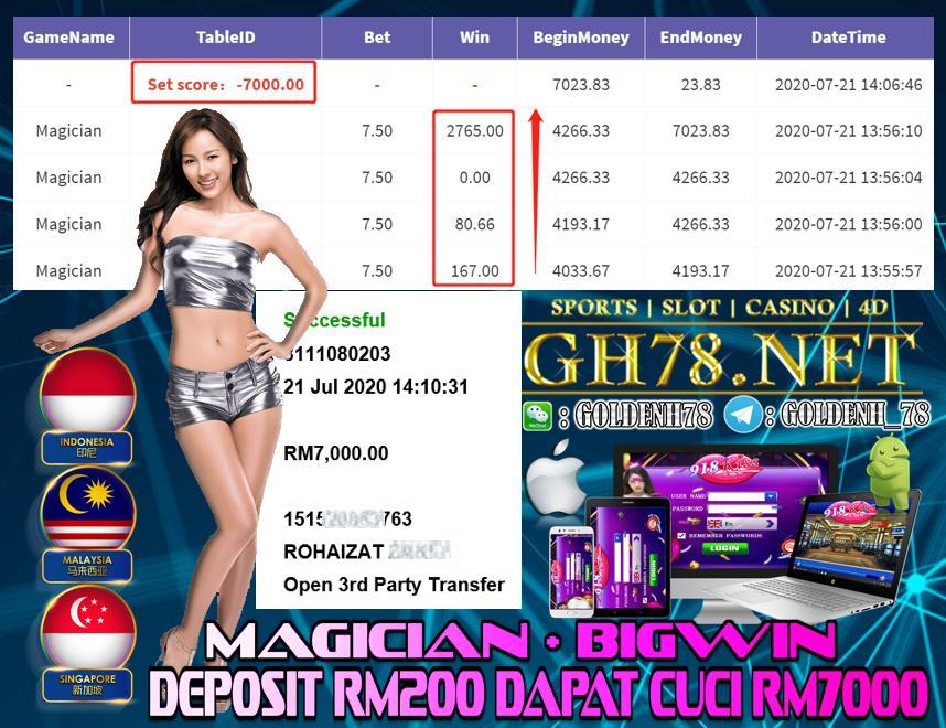 SERVER 918KISS SUDAH MULA MELETOP BOSSKU ! MAGICIAN + BIGWIN = DAPAT CUCI RM7000 !