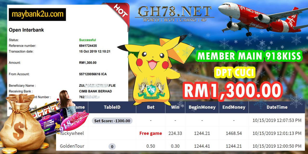 MEMBER MAIN 918KISS DPT CUCI RM1300!!! 