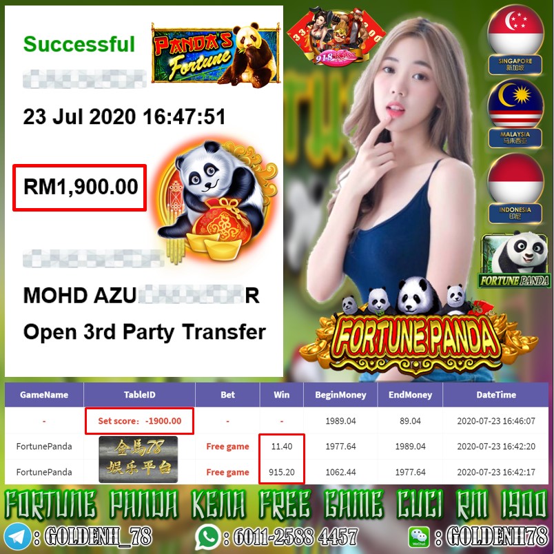 MEMBER MAIN 918KISS FT. FORTUNE PANDA CUCI RM1900