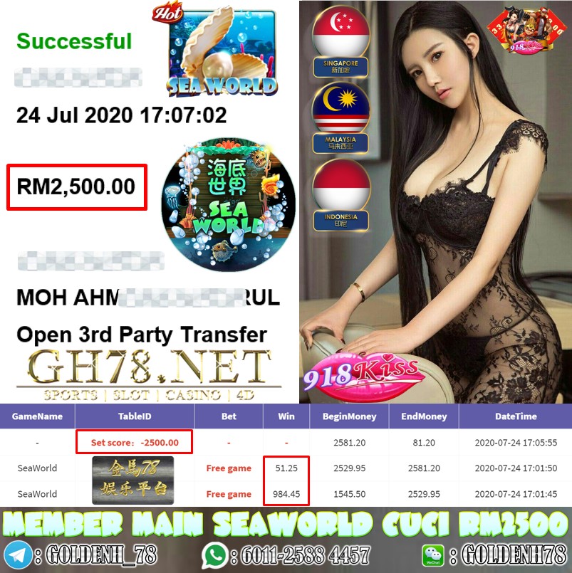 918KISS MEMBER MAIN SEAWORLD KENA FREE GAME CUCI RM2500