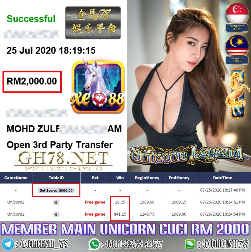 XE88 MEMBER MAIN GAME UNICORN CUCI RM2100
