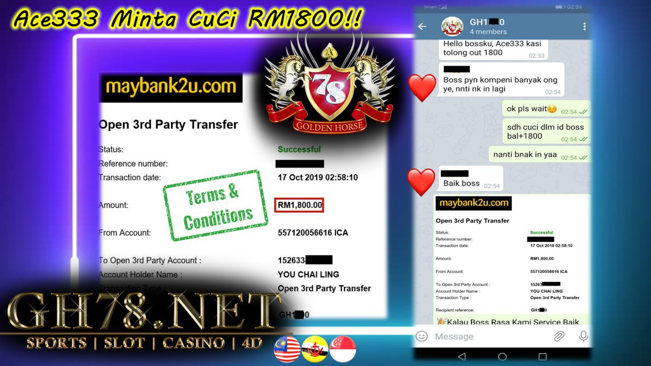 MEMBER MAIN ACE333 MINTA CUCI RM1800!!! 