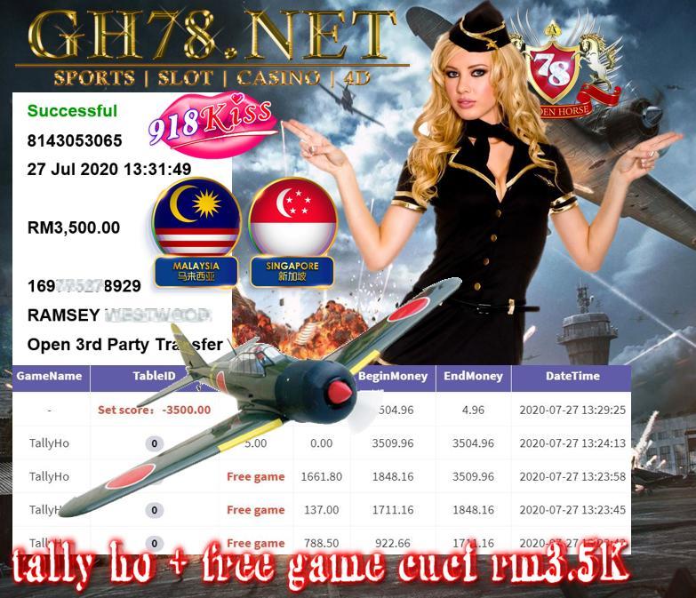 SERVER 918KISS , TALLY HO + FREE GAME , CUCI RM3500 !