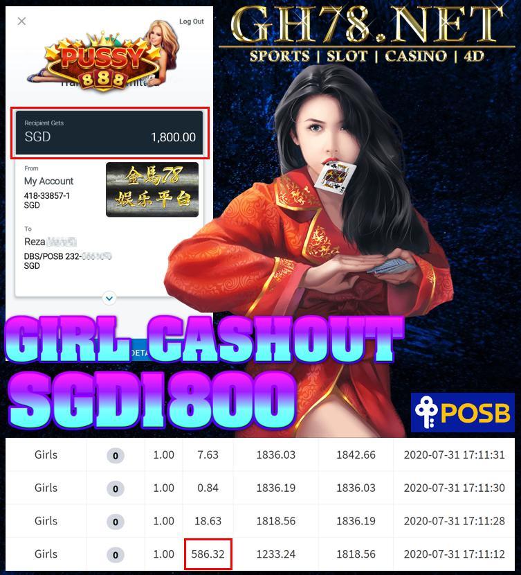 MEMBER PLAY PUSSY888 GIRL CASHOUT SGD1800
