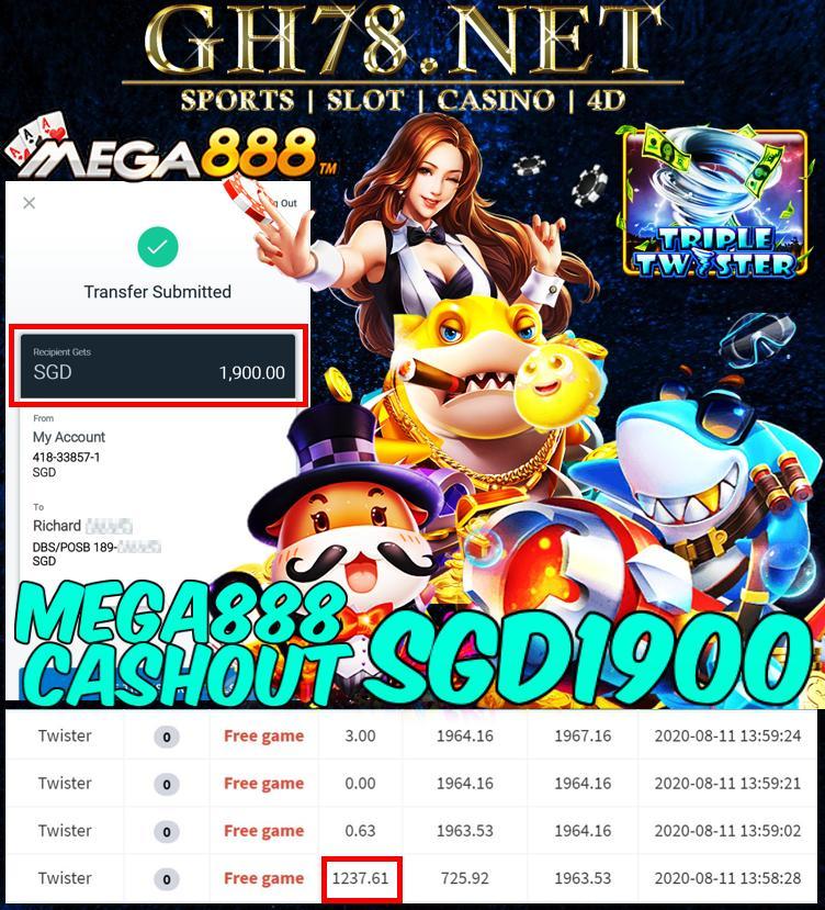 MEMBER PLAT MEGA888 CASHOUT SGD1900