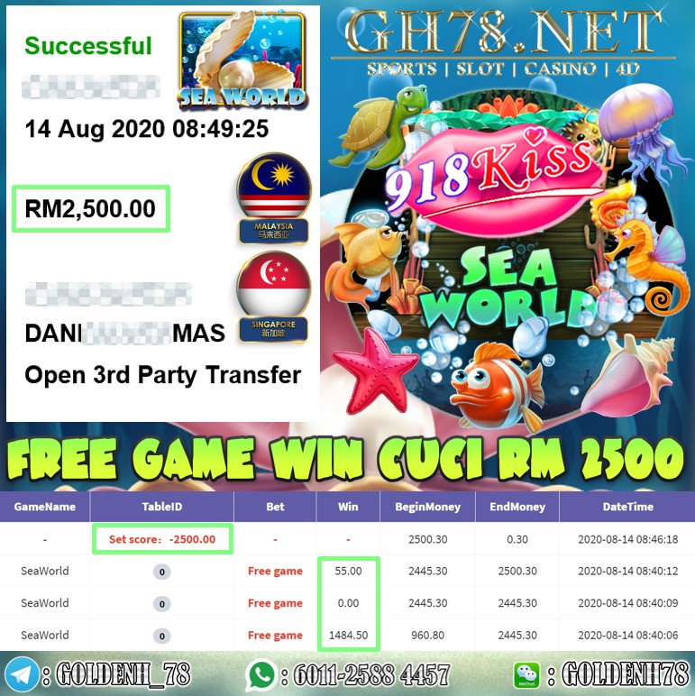 918KISS MEMBER MAIN SEAWORLD KENA FREE GAME CUCI RM2500