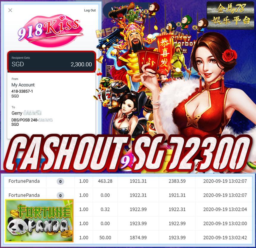 MEMBER PLAY 918KISS CASHOUT SGD2300