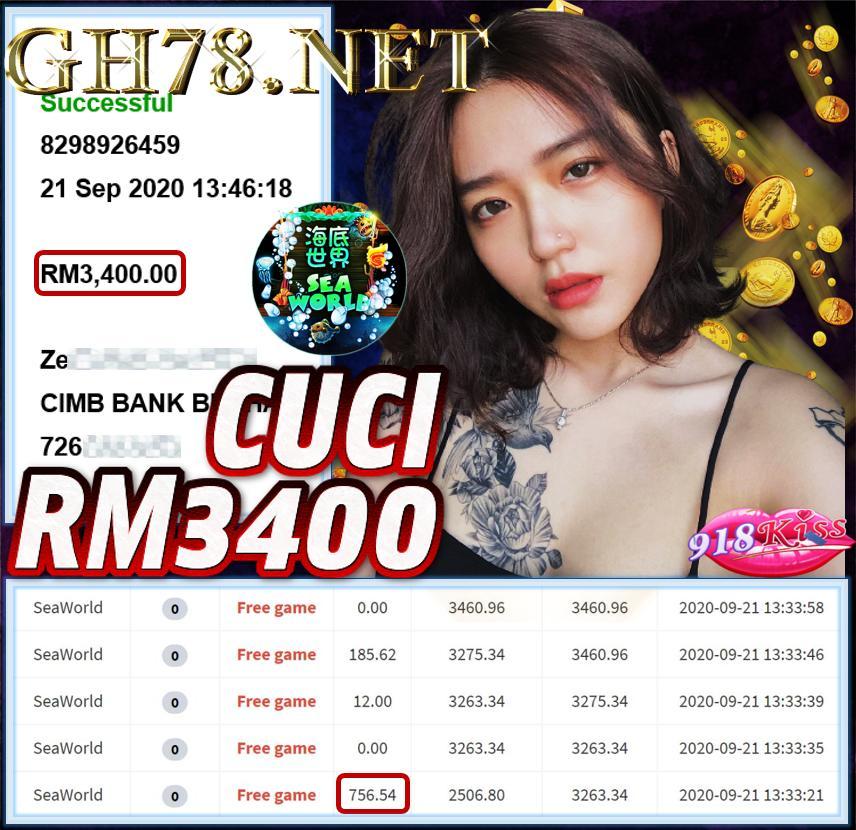 MEMBER MAIN 918KISS CUCI RM3400