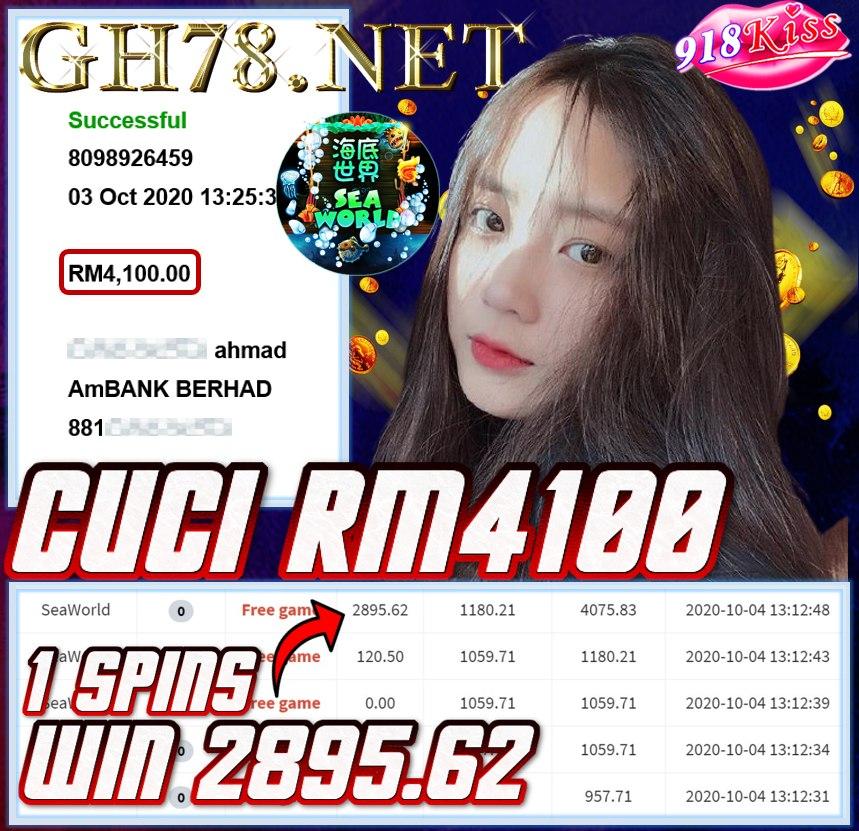 MEMBER MAIN 918KISS CUCI RM4100