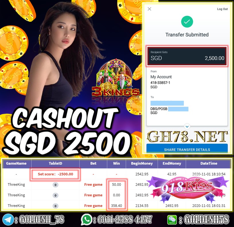 MEMBER PLAY 918KISS CASHOUT SGD2500