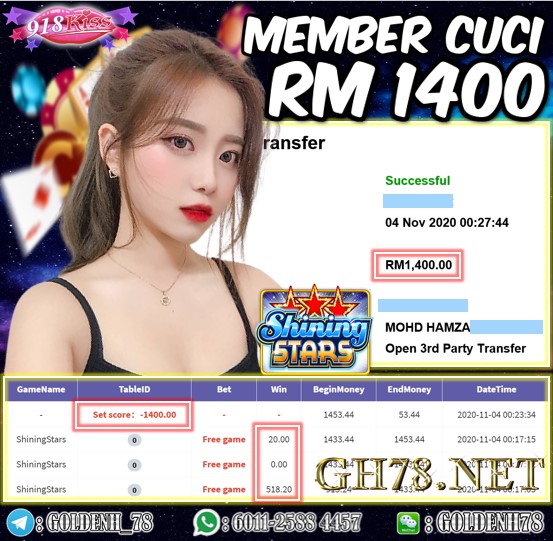 MEMBER MAIN 918KISS CUCI RM1400