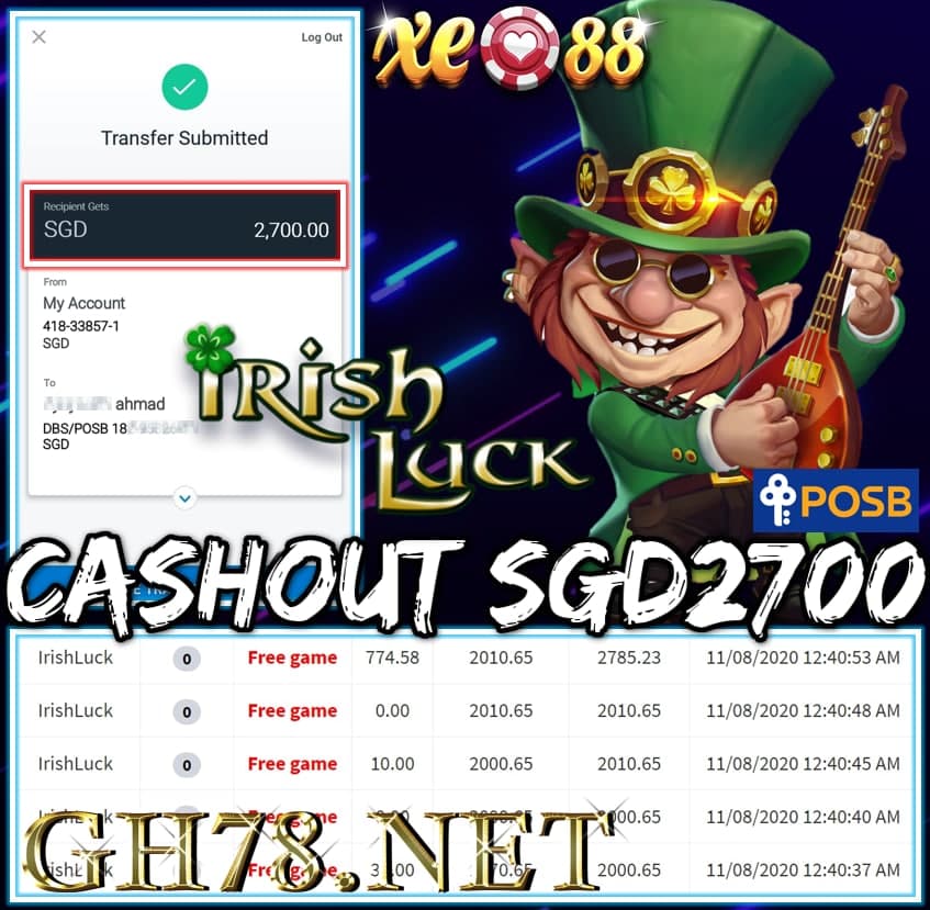 MEMBER PLAY XE88 CASHOUT SGD2700