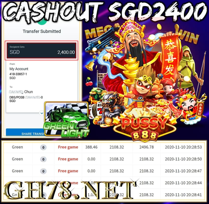 MEMBER PLAY PUSSY888 CASHOUT SGD2400
